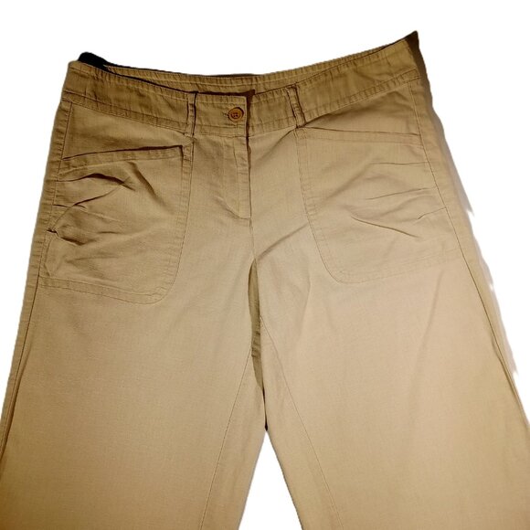 Tan Linen Blend Beach Pants  sz 13  Tracy Evans  Wide Leg  Pockets  Summer  GUC - Picture 2 of 10
